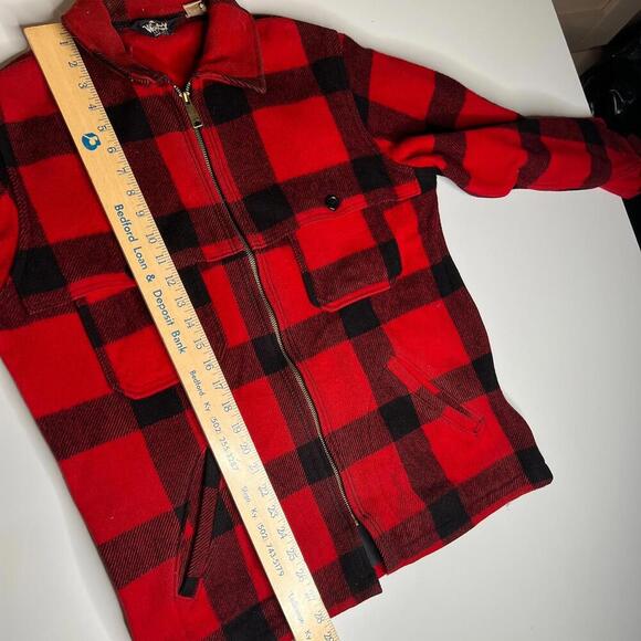 Vintage Woolrich Buffalo Plaid Wool Jacket Red Black USA Made Hunting Coat M - Picture 5 of 13